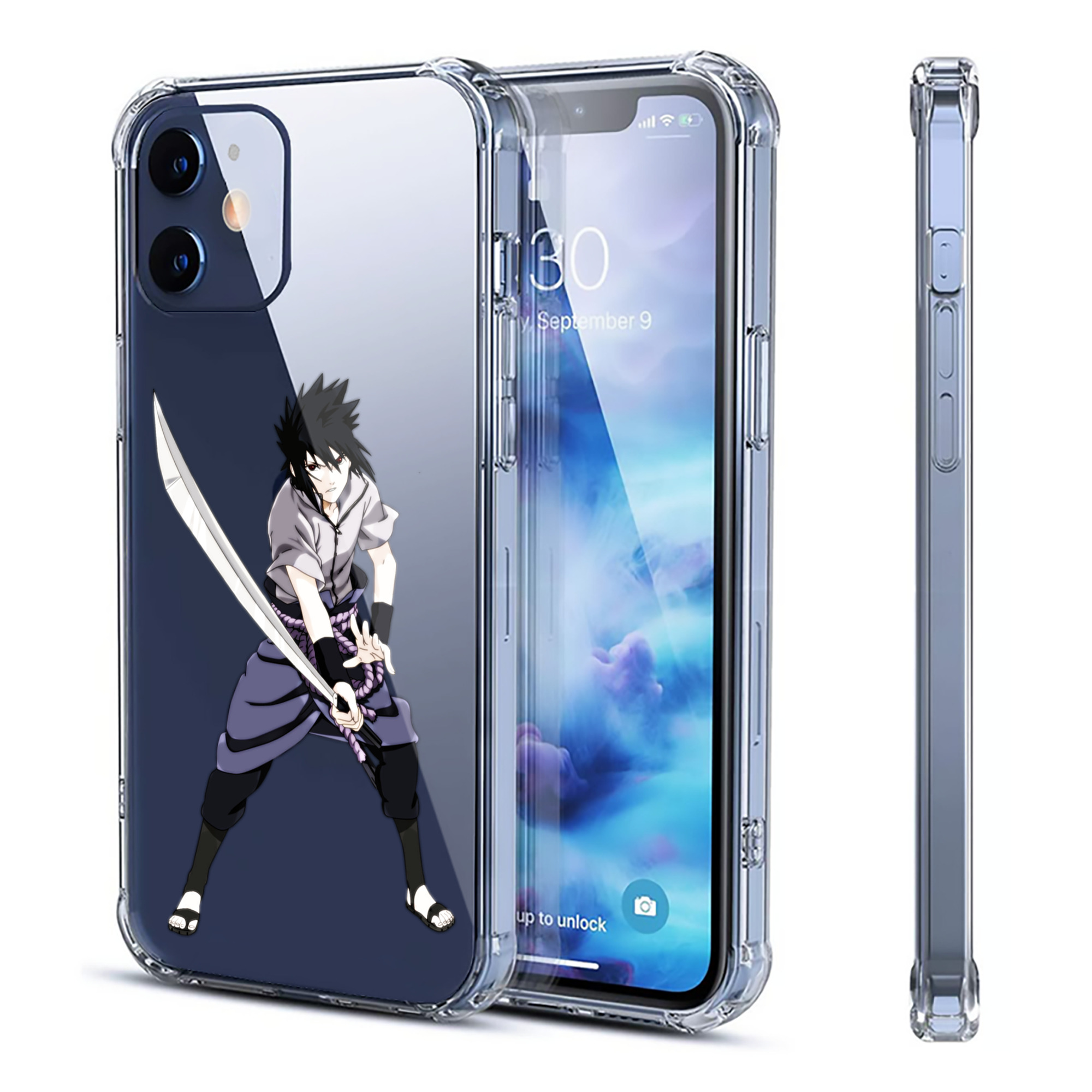 （画像用） NARUTO -ナルト- うちは サスケ Uchiha Sasuke 【iPhone 12シリーズ対応】透明スマホケース（クリアソフトケース）